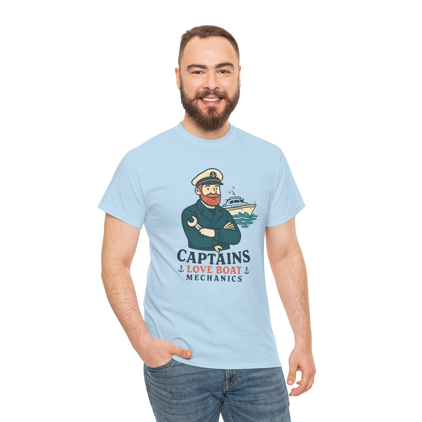 Captain Mechanics T‑Shirt — "Captains Love Boat Mechanics" Nautical Crew Tee
