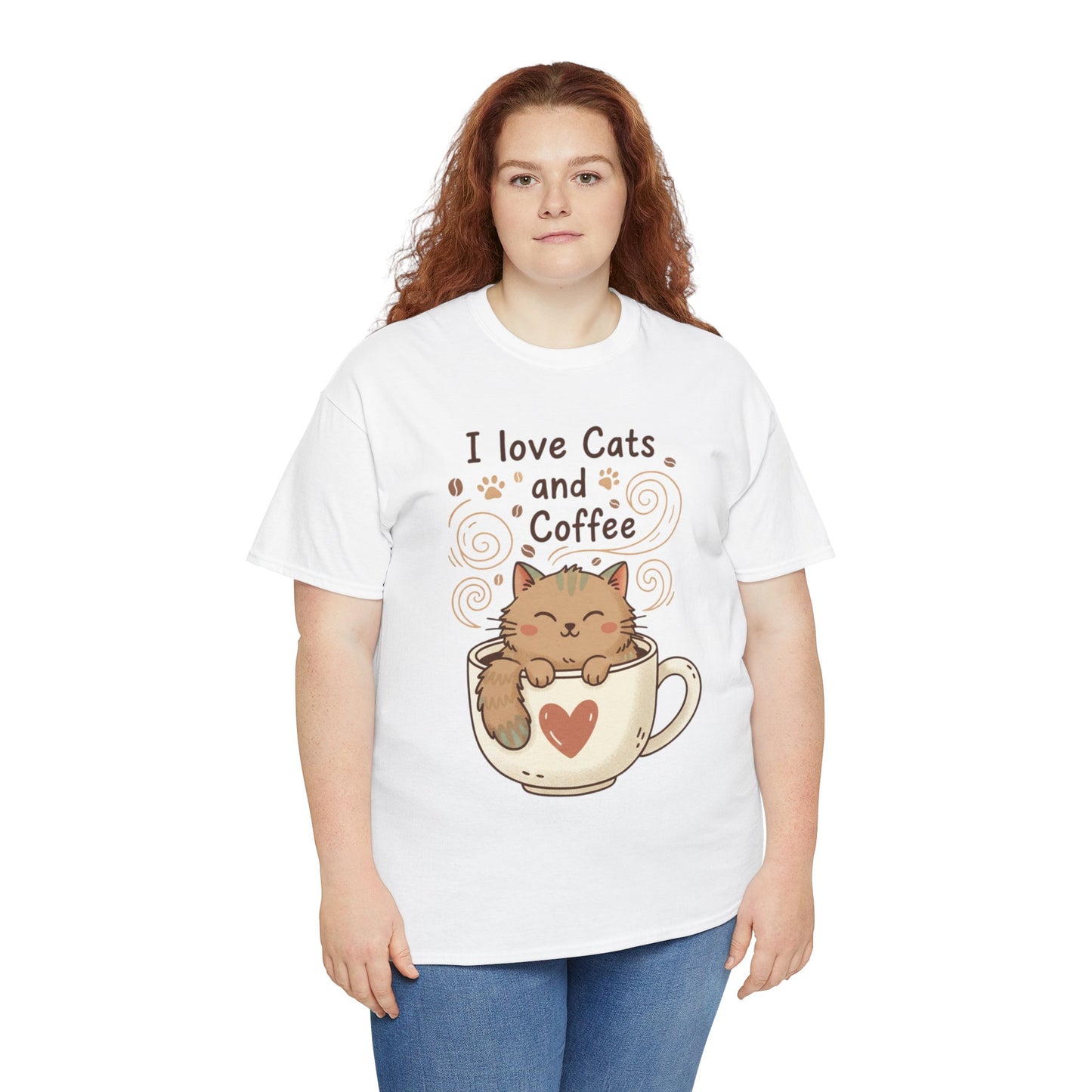 Cat and Coffee T‑Shirt — "I Love Cats and Coffee" Cute Cat in Mug Tee