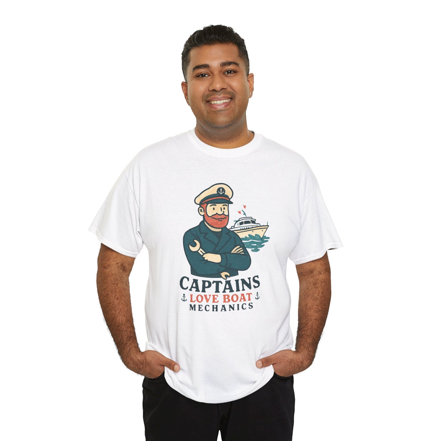 Captain Mechanics T‑Shirt — "Captains Love Boat Mechanics" Nautical Crew Tee