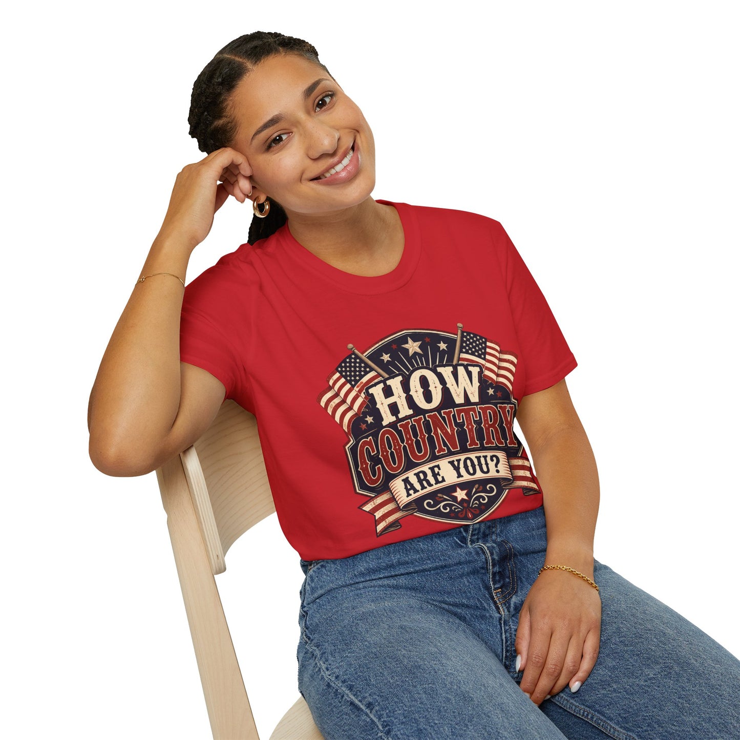 How Country Are You? T-Shirt — Vintage American Flag Country Graphic Tee