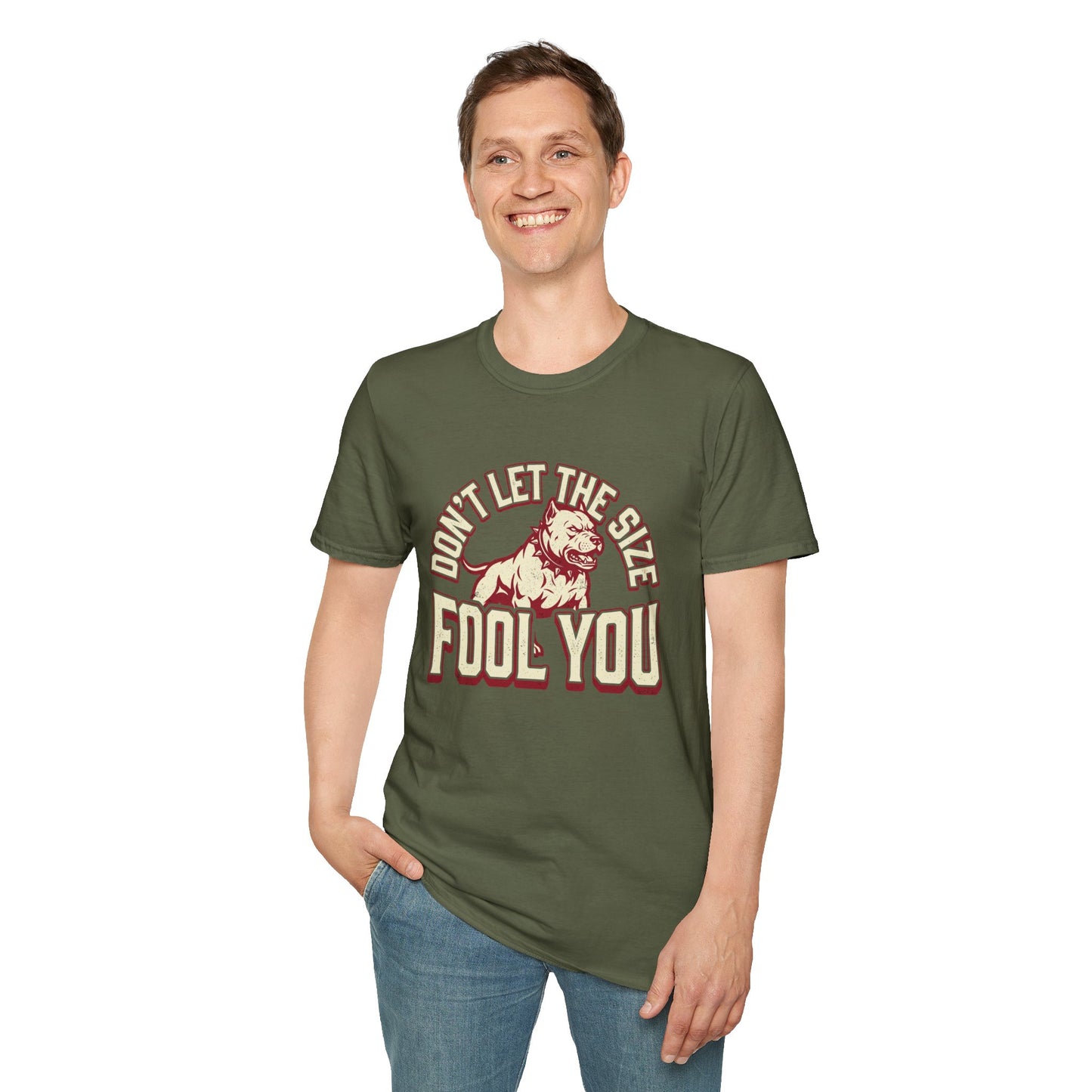 "Don’t Let The Size Fool You" Vintage Dog Tee-Pitbull Graphic T-Shirt
