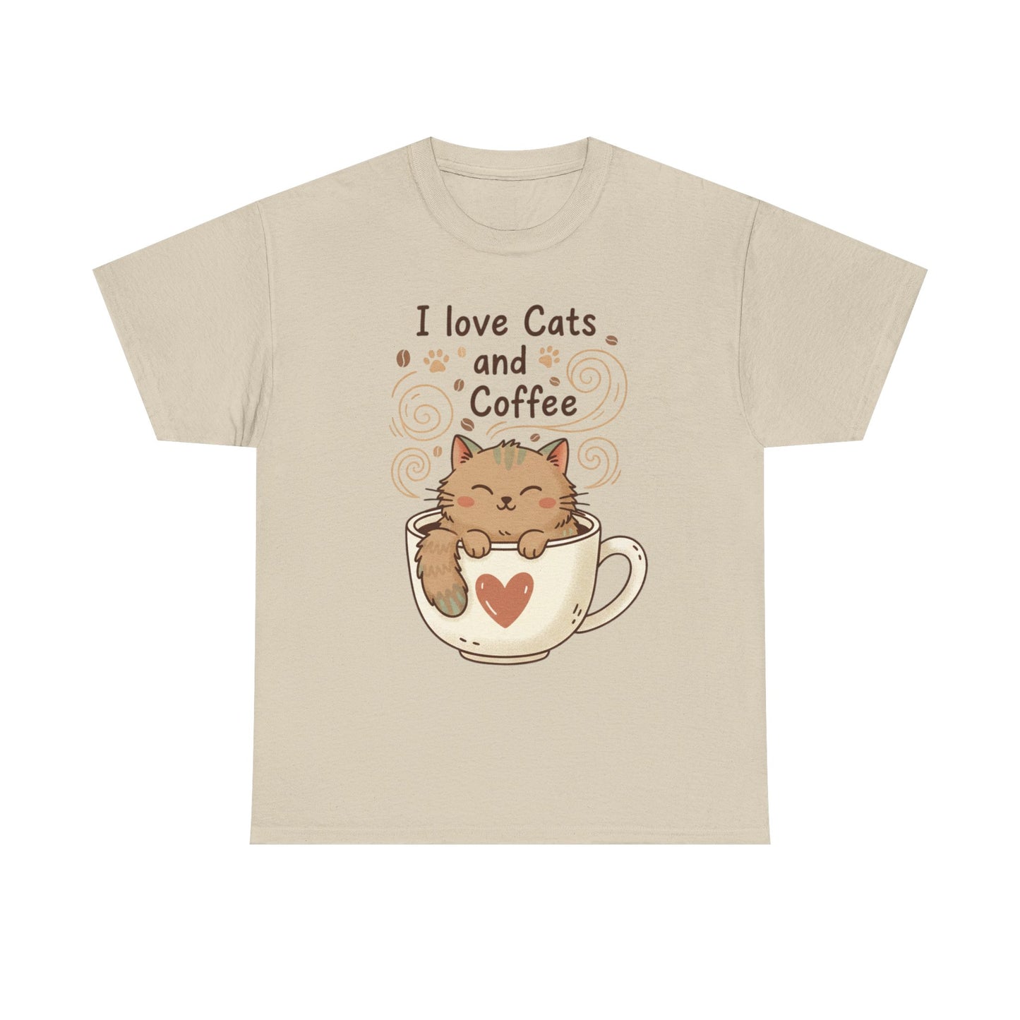 Cat and Coffee T‑Shirt — "I Love Cats and Coffee" Cute Cat in Mug Tee