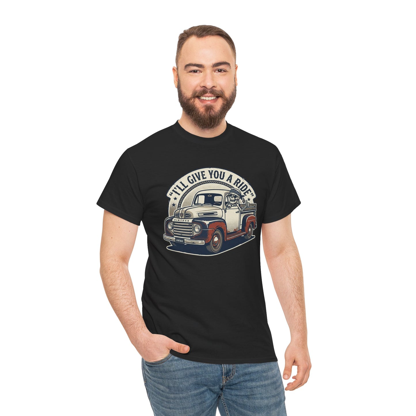 Vintage Pickup Truck T-Shirt — “I’ll Give You a Ride” Classic Retro Tee Printify
