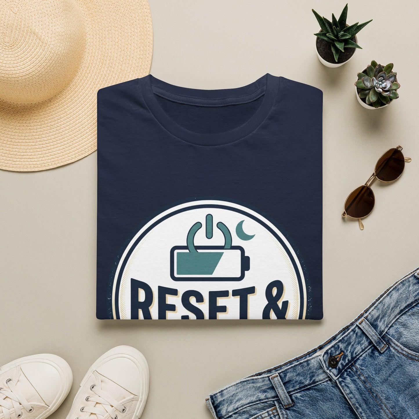 Reset & Recharge T-Shirt — Self-Care Relaxation Graphic Tee