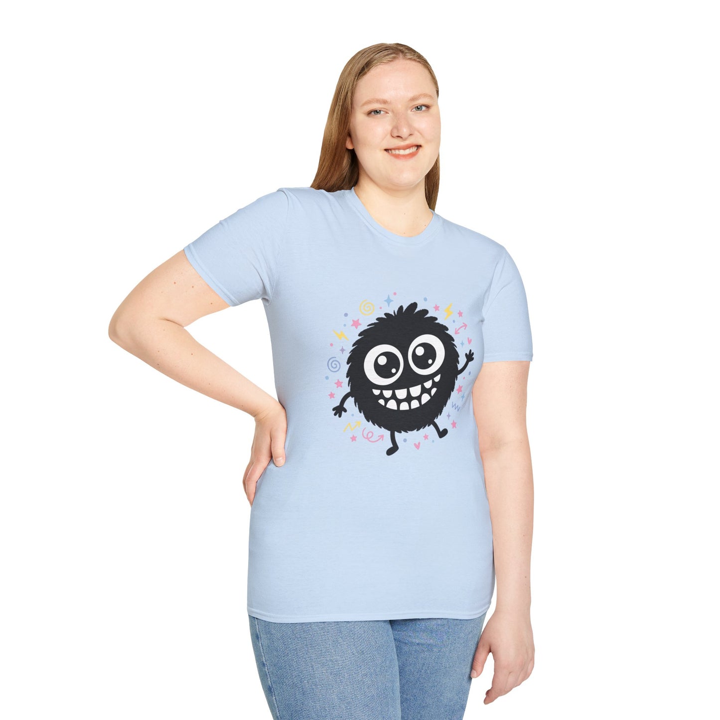 Cute Fuzzy Monster T-Shirt — Playful Cartoon Graphic Tee for Kids & Adults