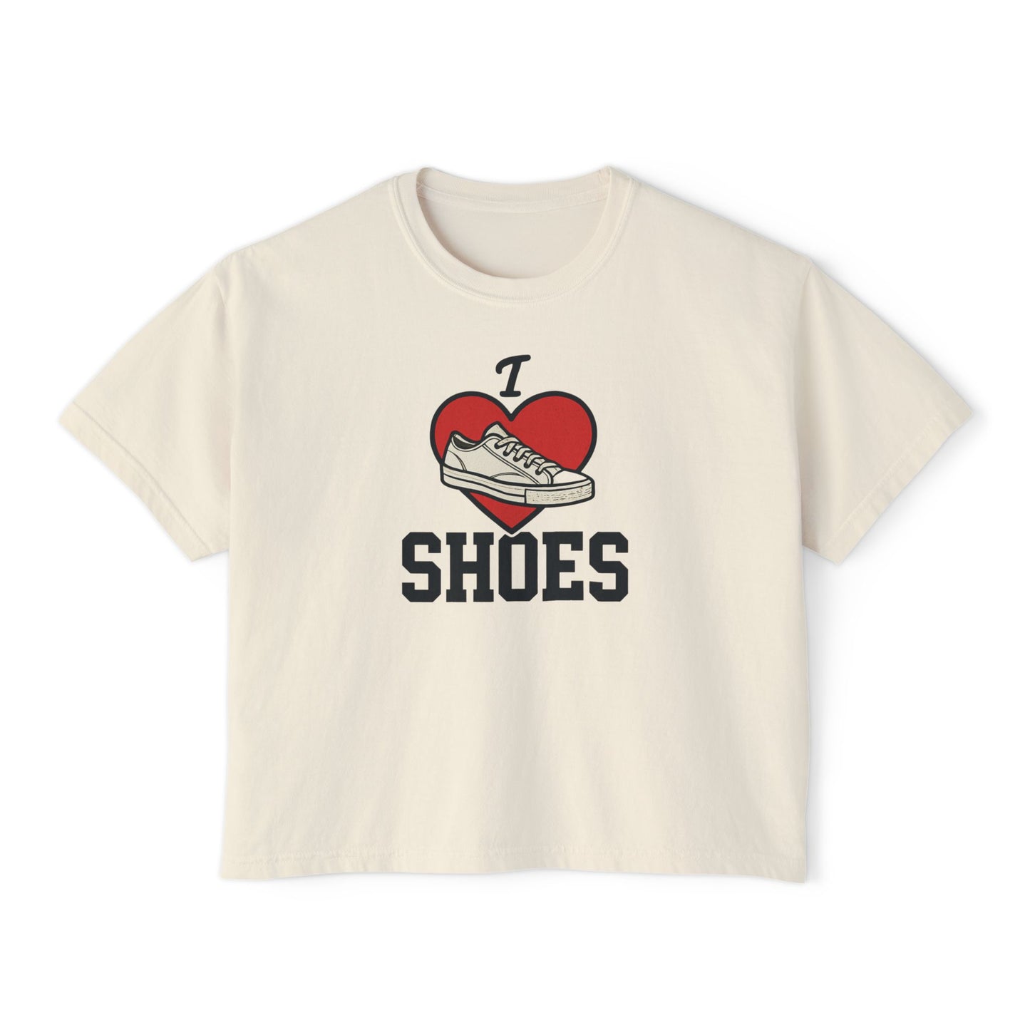 I Heart Shoes Women's Boxy Tee – Cute Sneaker Lover T-Shirt