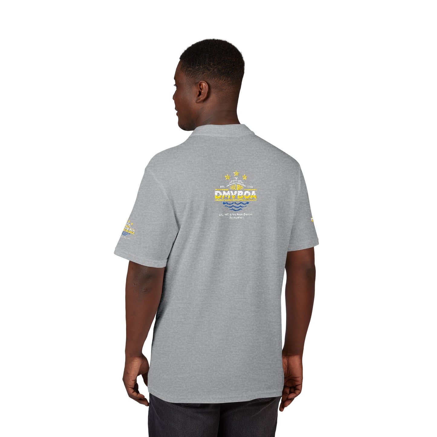 Unisex Pique Polo Shirt (Embroidery) Front and Back