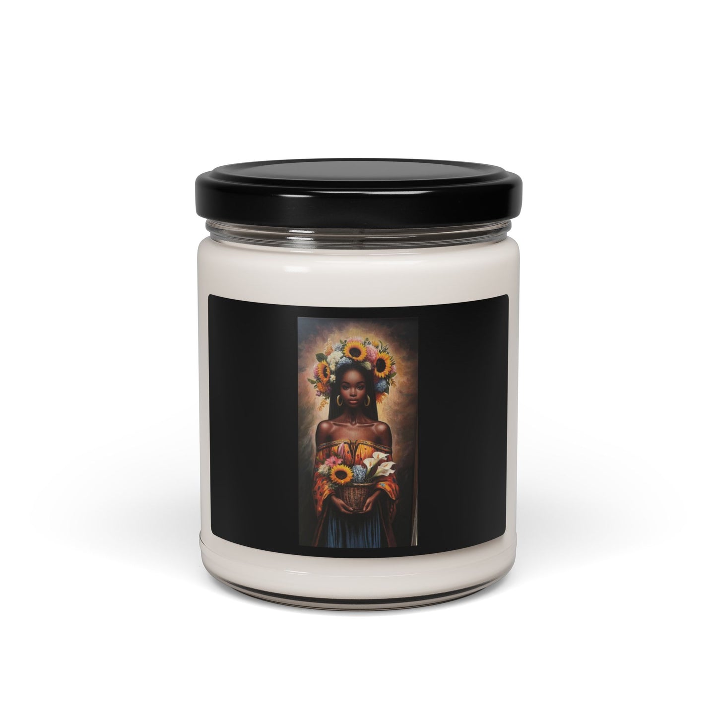 Soy Candle — Black Madonna with Sunflowers Scented Jar (9 oz)