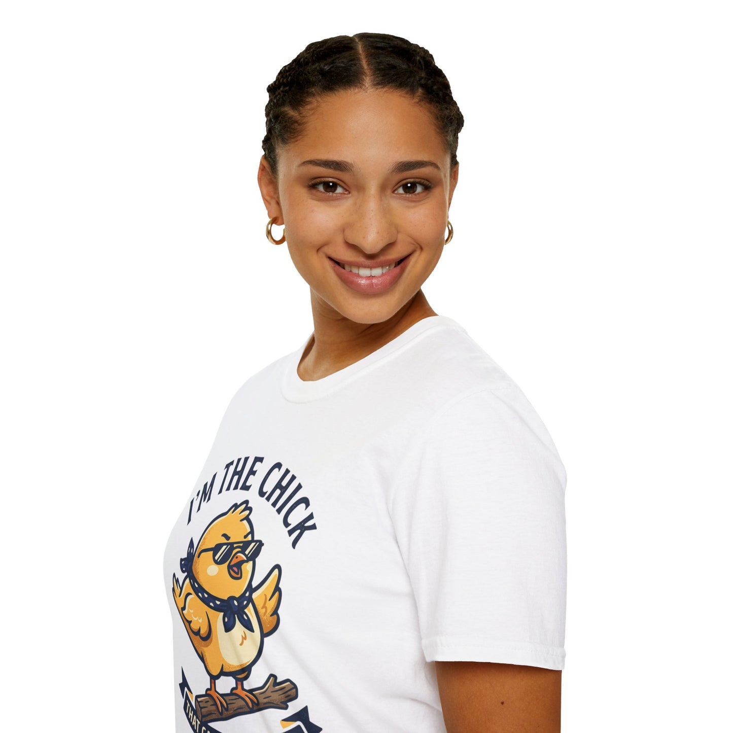 I’m the Chick That Can Take a Stick T-Shirt — Cute Tough Chick Graphic Tee Printify