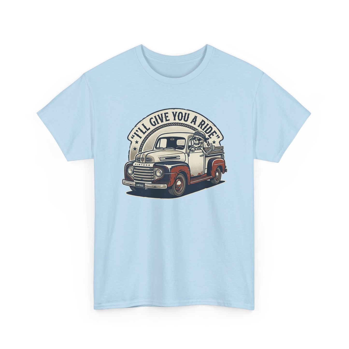 Vintage Pickup Truck T-Shirt — “I’ll Give You a Ride” Classic Retro Tee Printify
