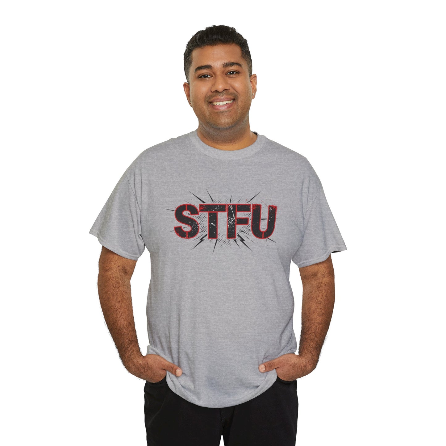 STFU Graphic Tee — Bold Distressed Text Shirt for Statement Style Printify