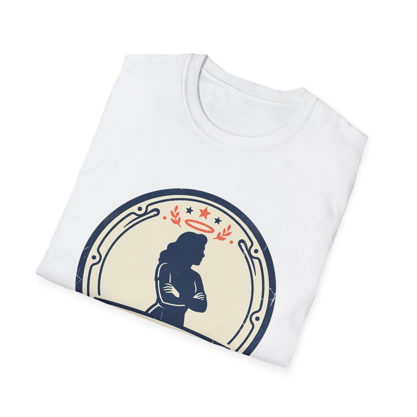 I Am Her Women’s T-Shirt — Empowering Mom & Woman Pride Vintage Badge Tee