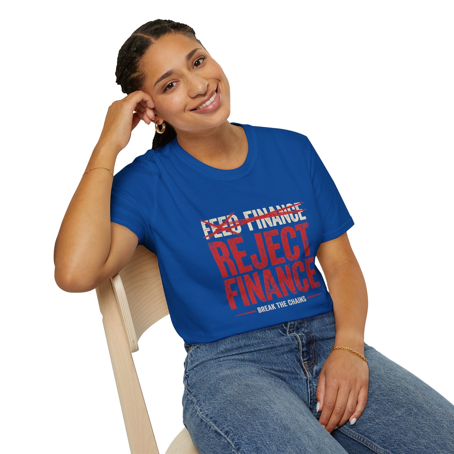 Reject Finance T-Shirt — Bold Red Protest Graphic Tee