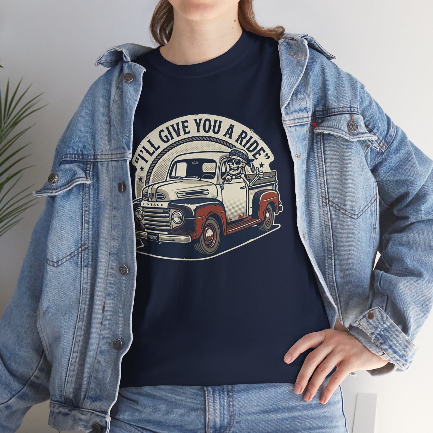 Vintage Pickup Truck T-Shirt — “I’ll Give You a Ride” Classic Retro Tee Printify
