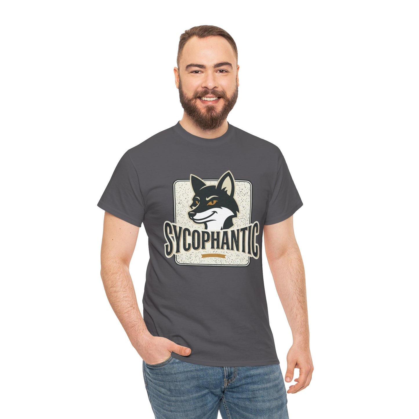 Sycophantic Fox Graphic Tee — Retro Animal Logo T-Shirt