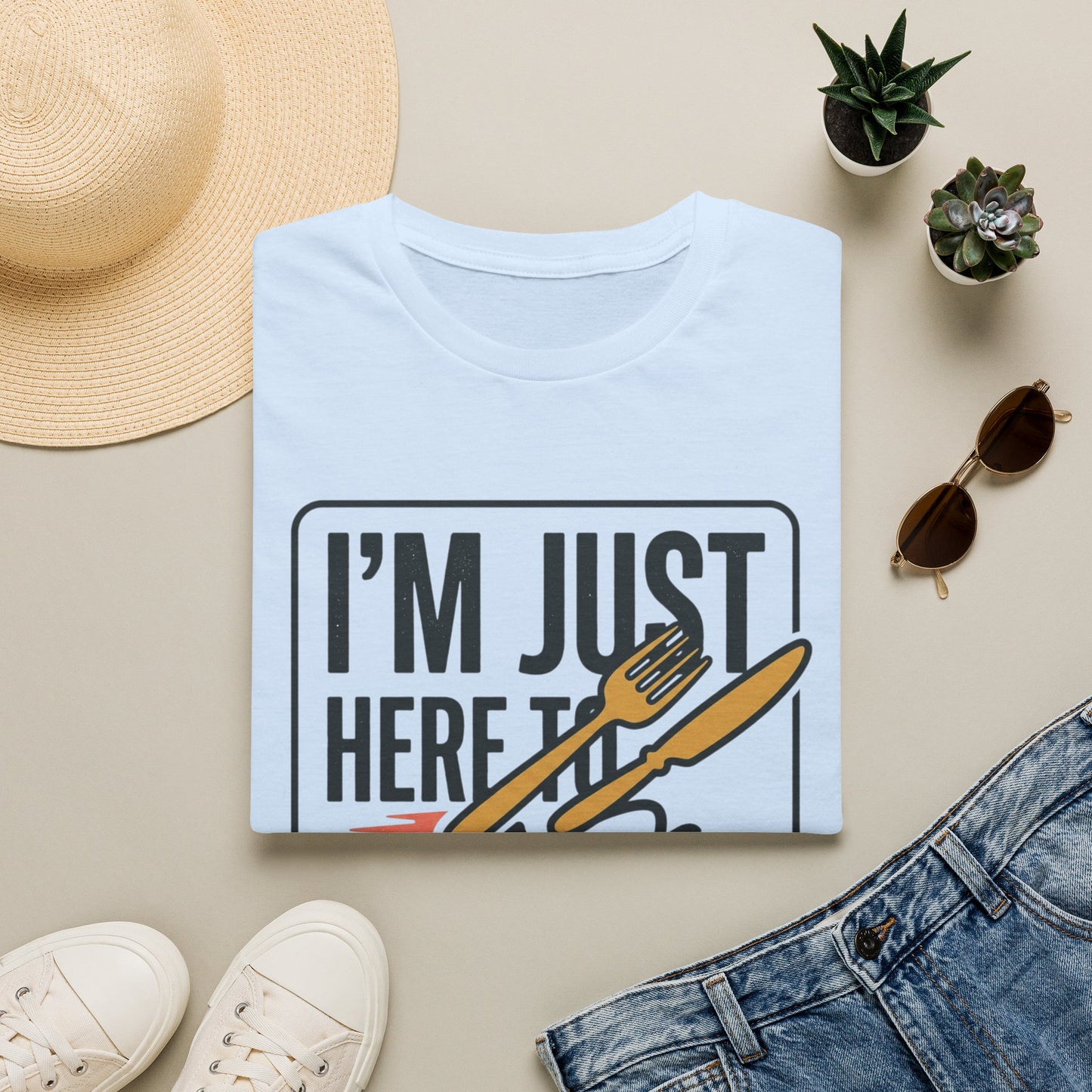 I'm Just Here to Eat and Run T-Shirt — Funny Runner & Foodie Tee