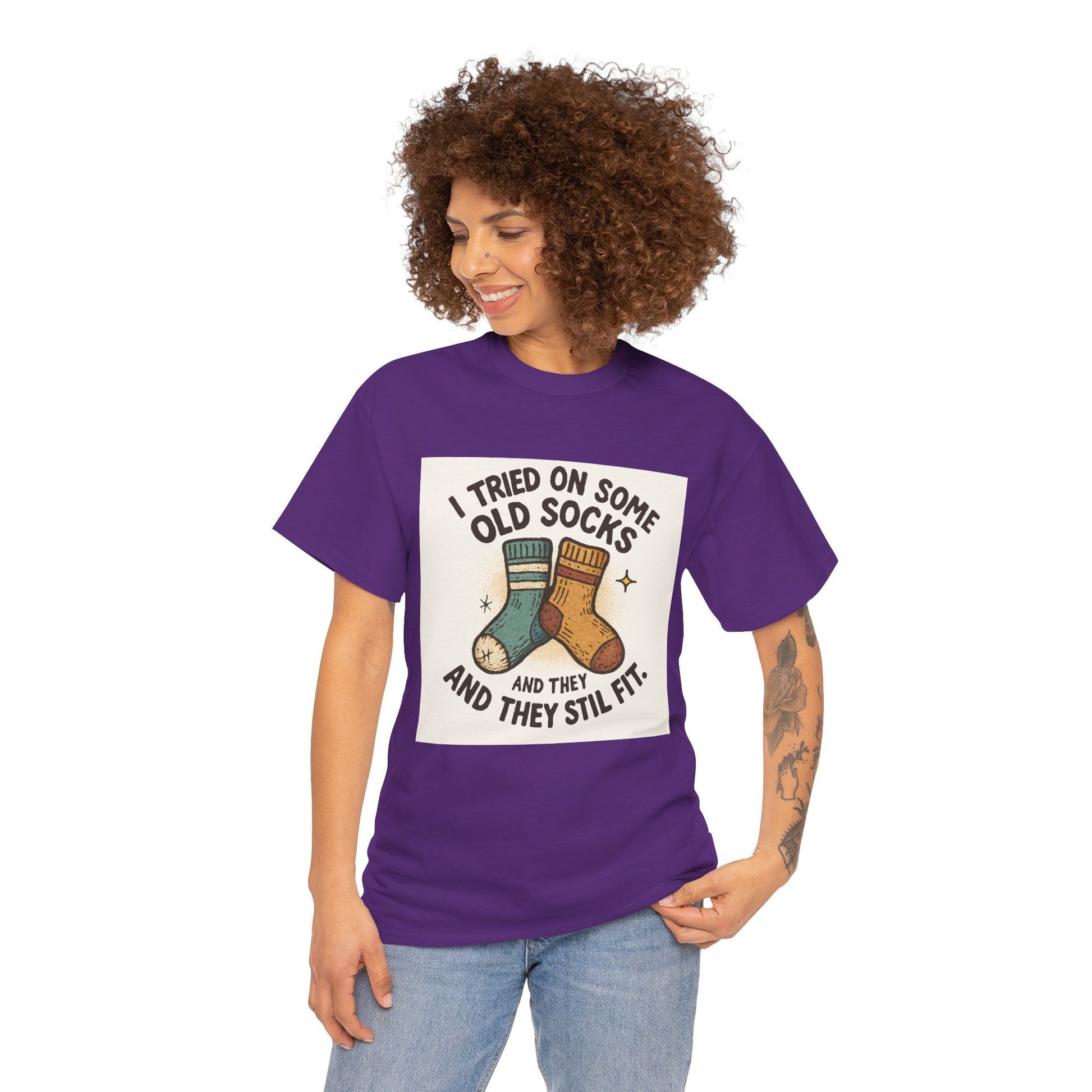 Funny Socks T-Shirt – “I Tried On Some Old Socks and They Still Fit” Graphic Tee Printify