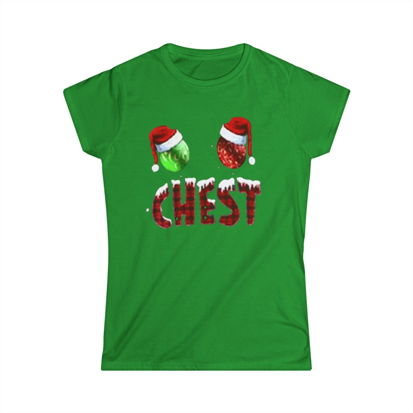 Chest Christmas Tee — Festive Ornaments & Santa Hats Holiday Shirt