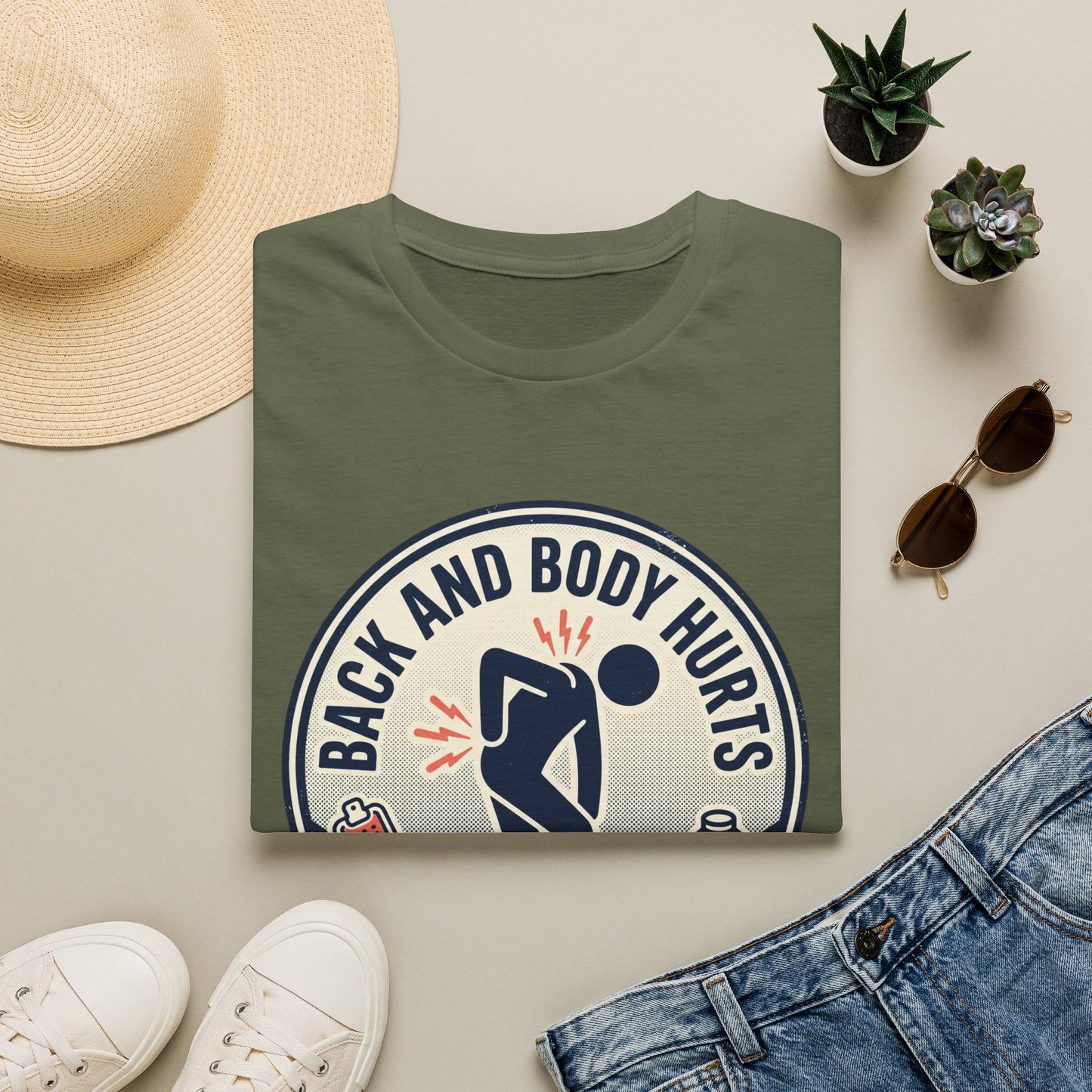 Back and Body Hurts T-Shirt – Funny Pain Relief Graphic Tee (Send Coffee & Massage)