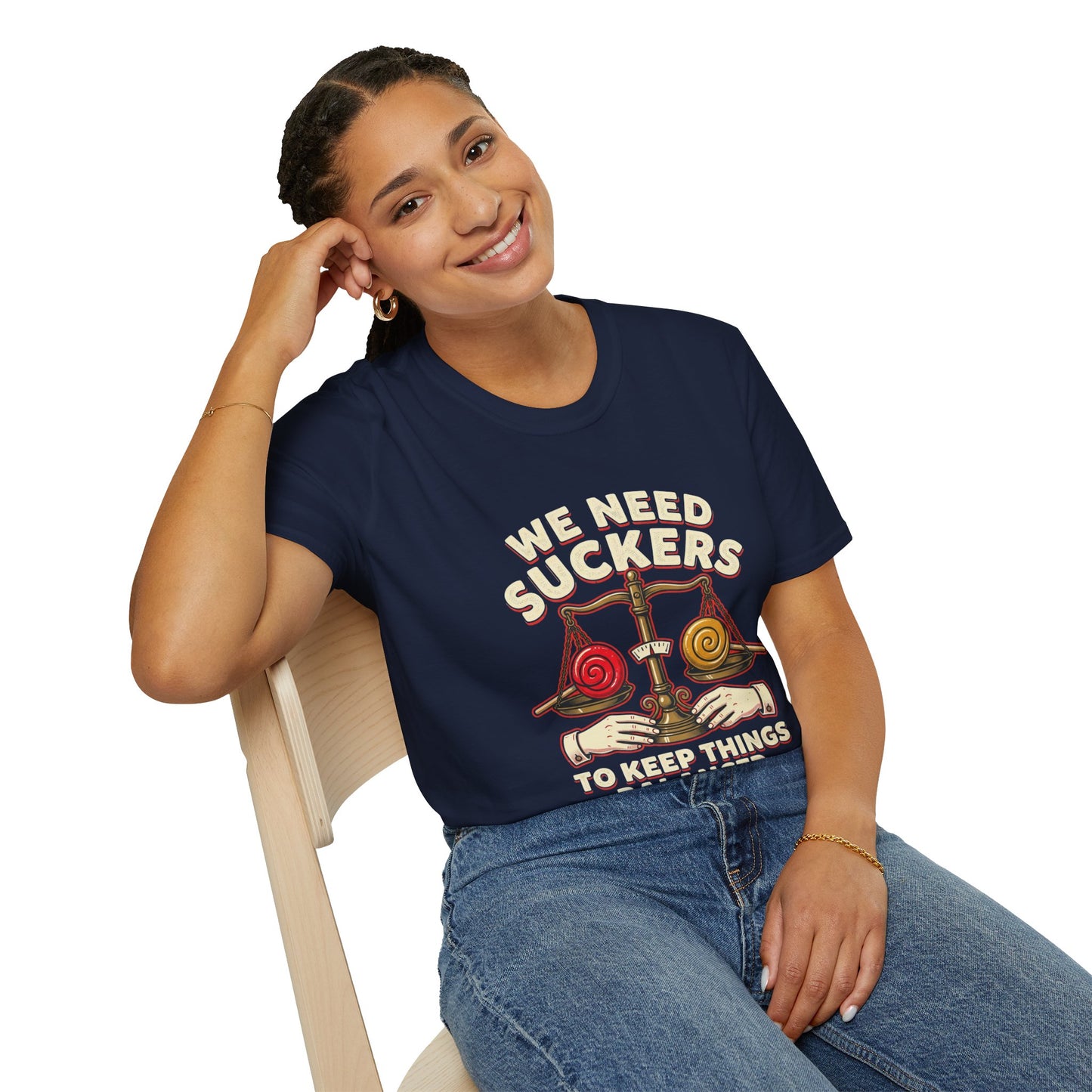 "We Need Suckers to Keep Things Balanced" Retro Candy Scale Tee
