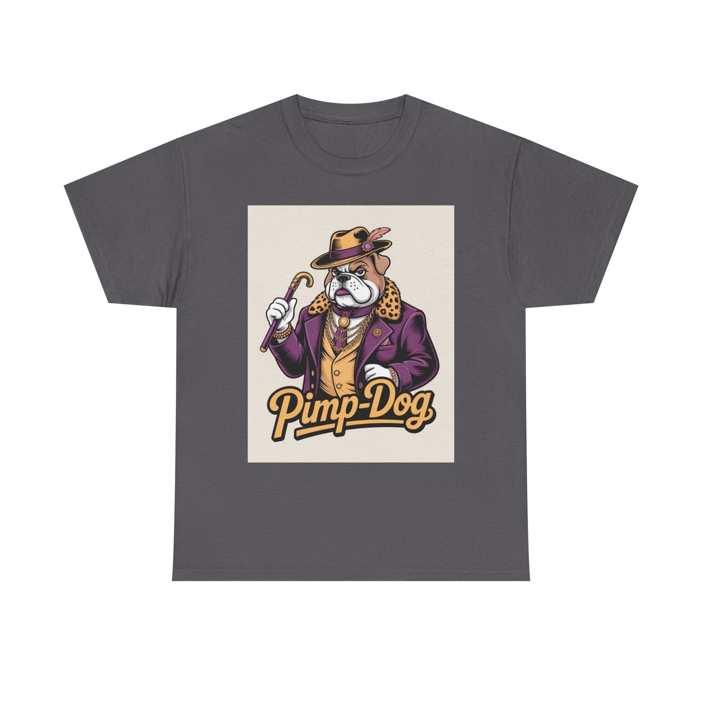 Pimp-Dog Graphic Tee — Retro Bulldog Character Shirt Printify