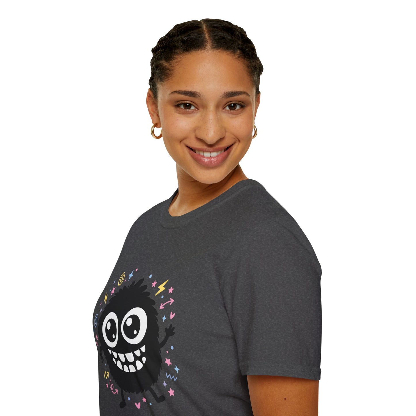 Cute Fuzzy Monster T-Shirt — Playful Cartoon Graphic Tee for Kids & Adults