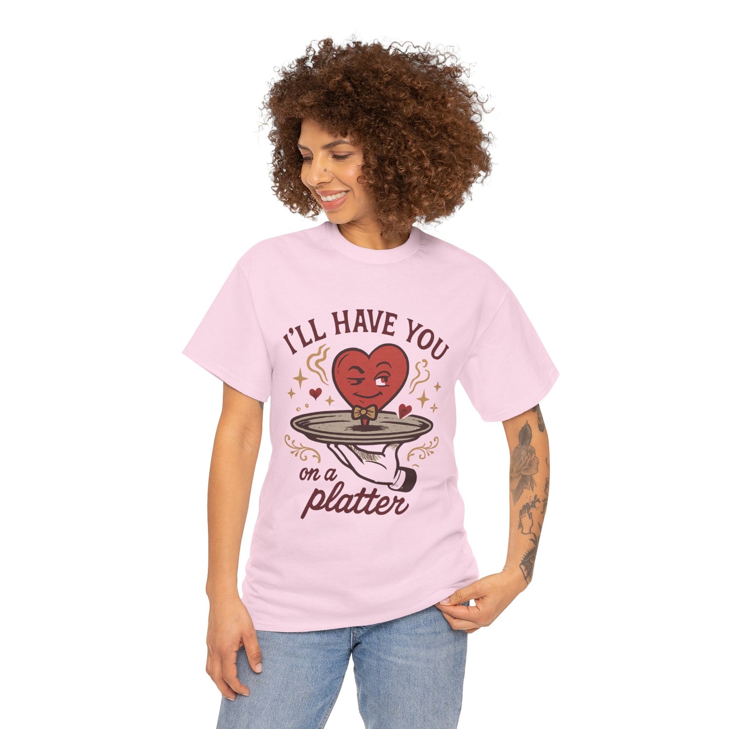 Valentine Heart on a Platter T-Shirt — I'll Have You on a Platter Cute Romantic Tee