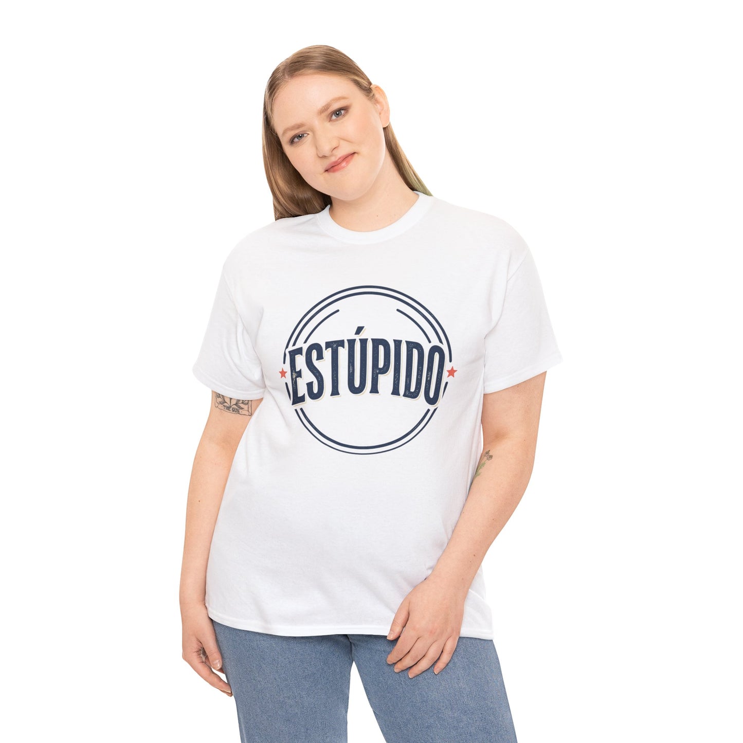 ESTÚPIDO Circle Logo Graphic Tee (Spanish Funny Statement)