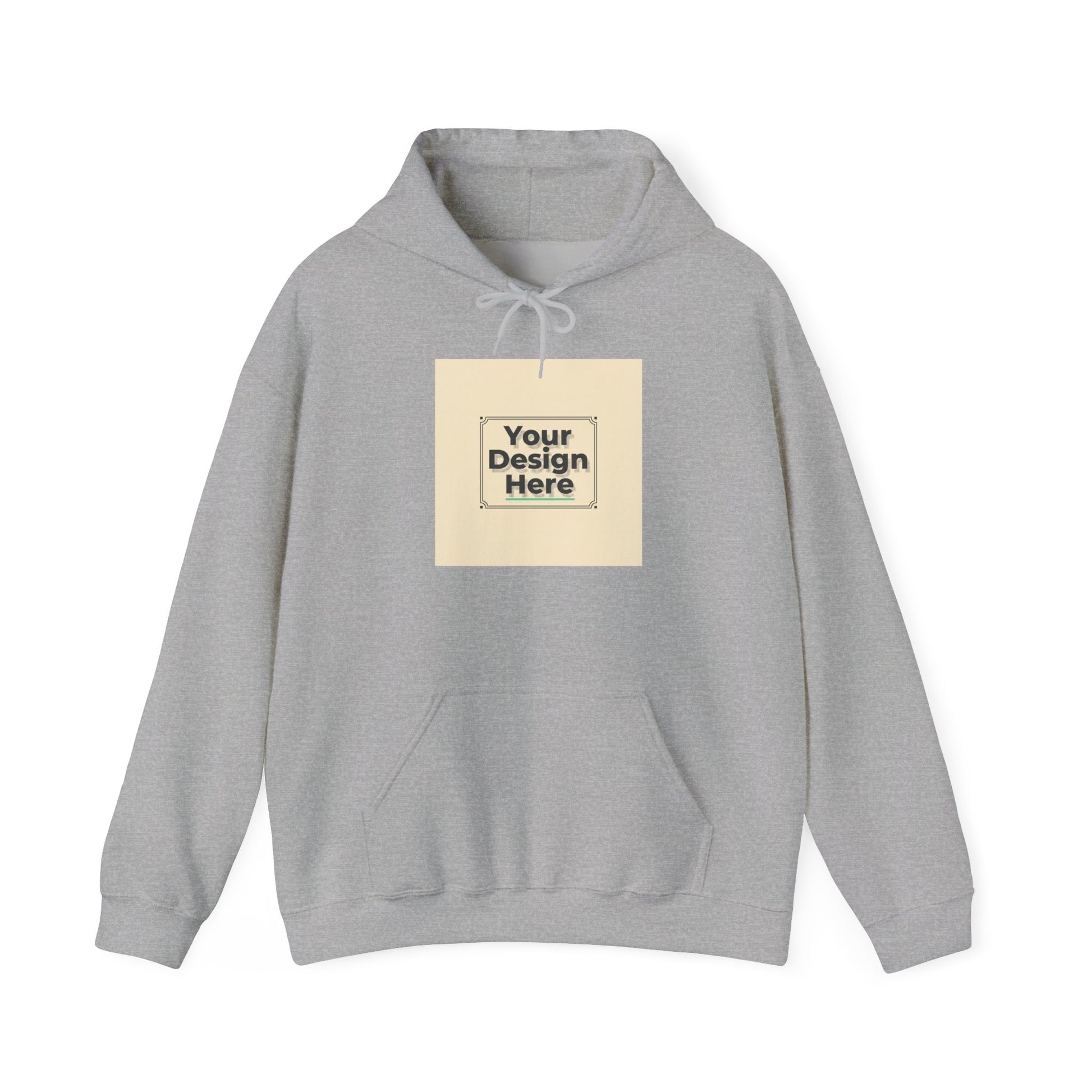 Custom Classic White Hoodie with Centered Square Design Mockup Printify