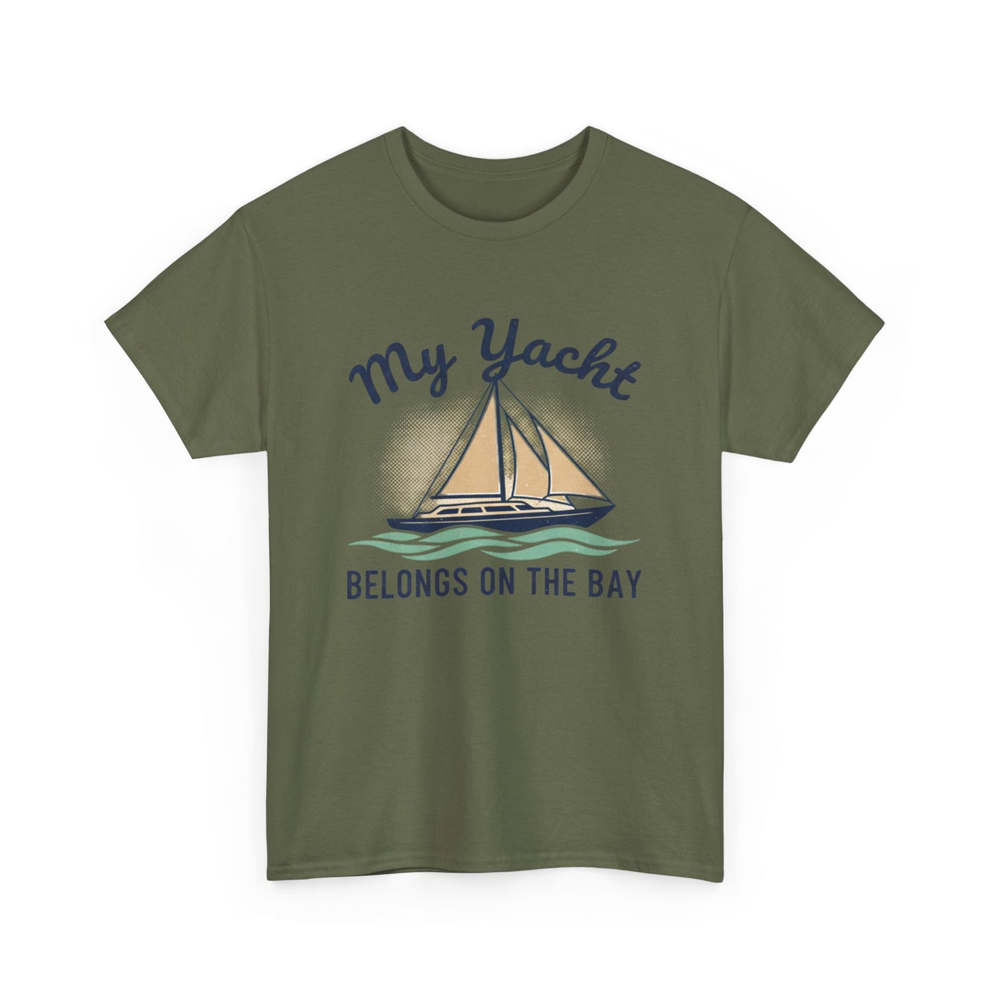 Sailboat Graphic Tee - "My Yacht Belongs on the Bay" Casual Nautical T-Shirt