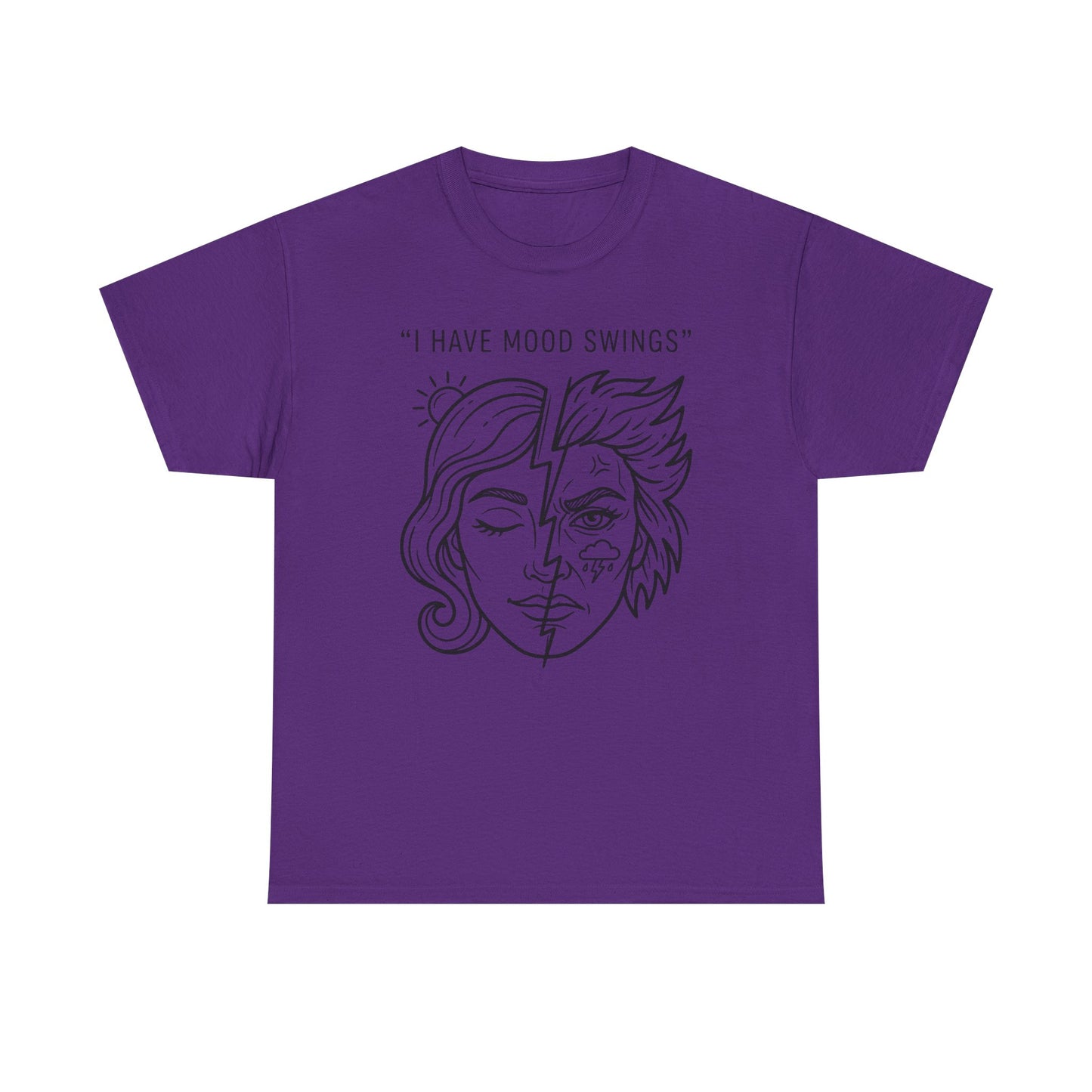 Mood Swings Graphic Tee — Split Face Line Art "I Have Mood Swings" T-Shirt Printify