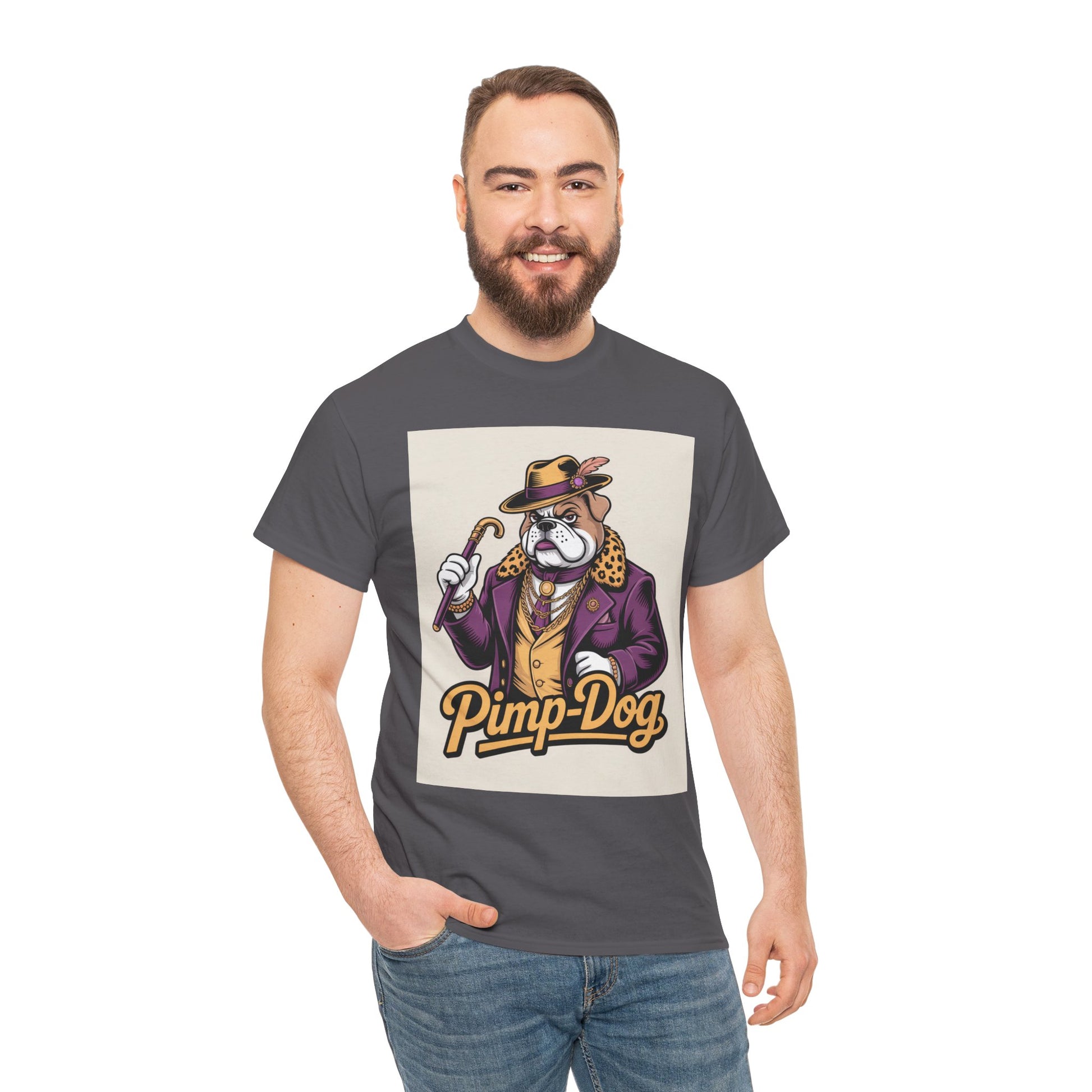 Pimp-Dog Graphic Tee — Retro Bulldog Character Shirt Printify