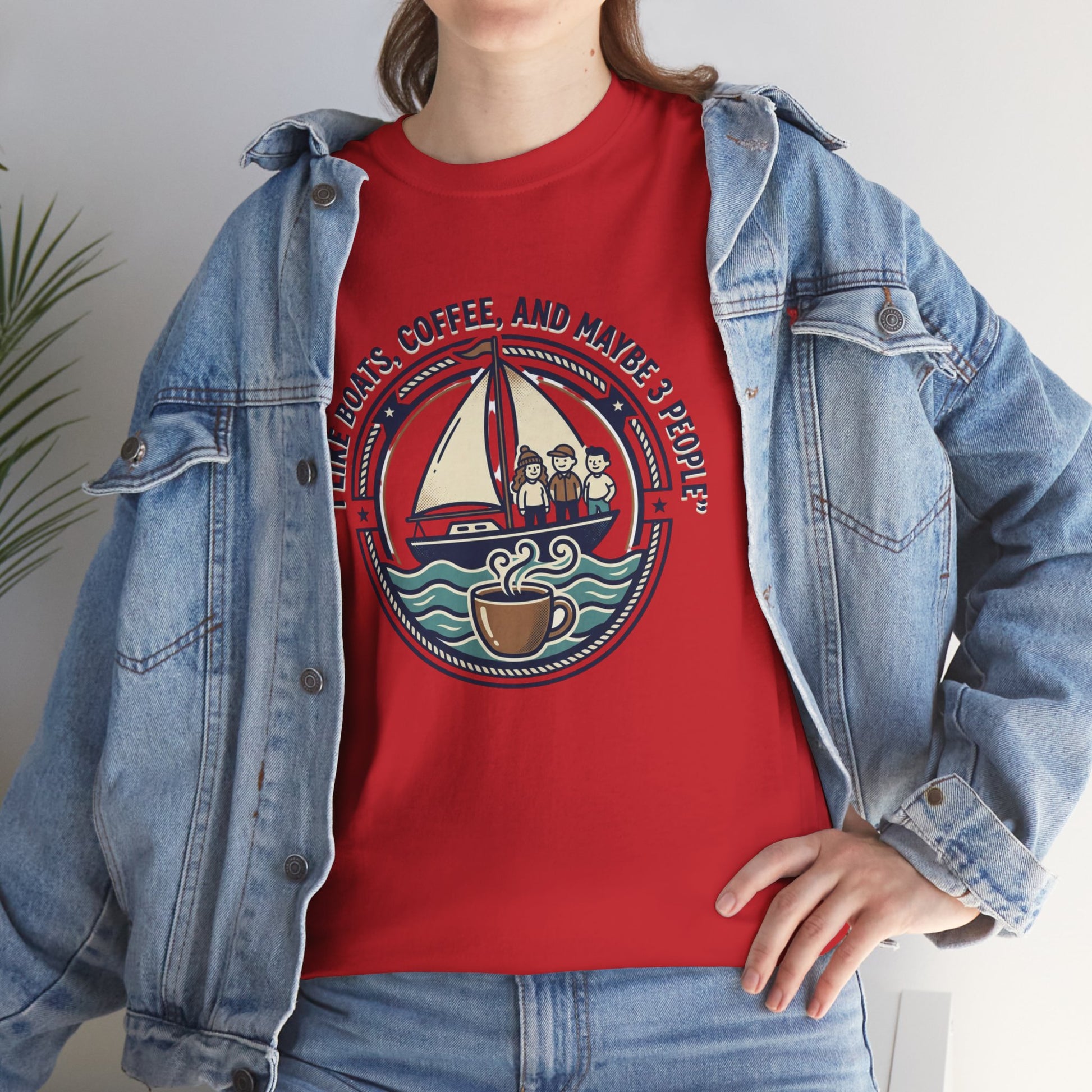 Sailboats & Coffee T‑Shirt — "I Like Boats, Coffee, and Maybe 3 People" Graphic Tee Printify
