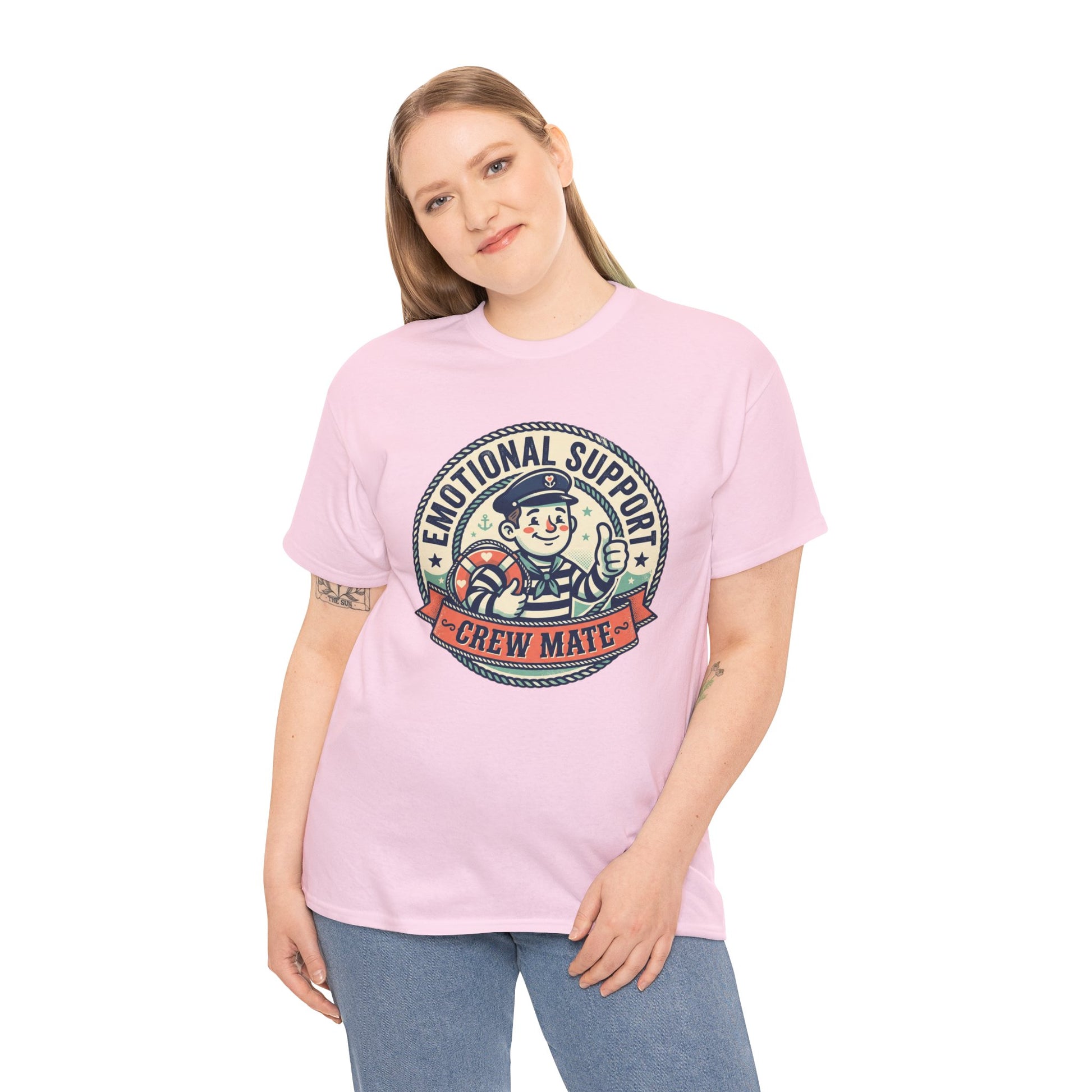 Emotional Support Crew Mate T‑Shirt — Retro Nautical Crewmate Tee Printify