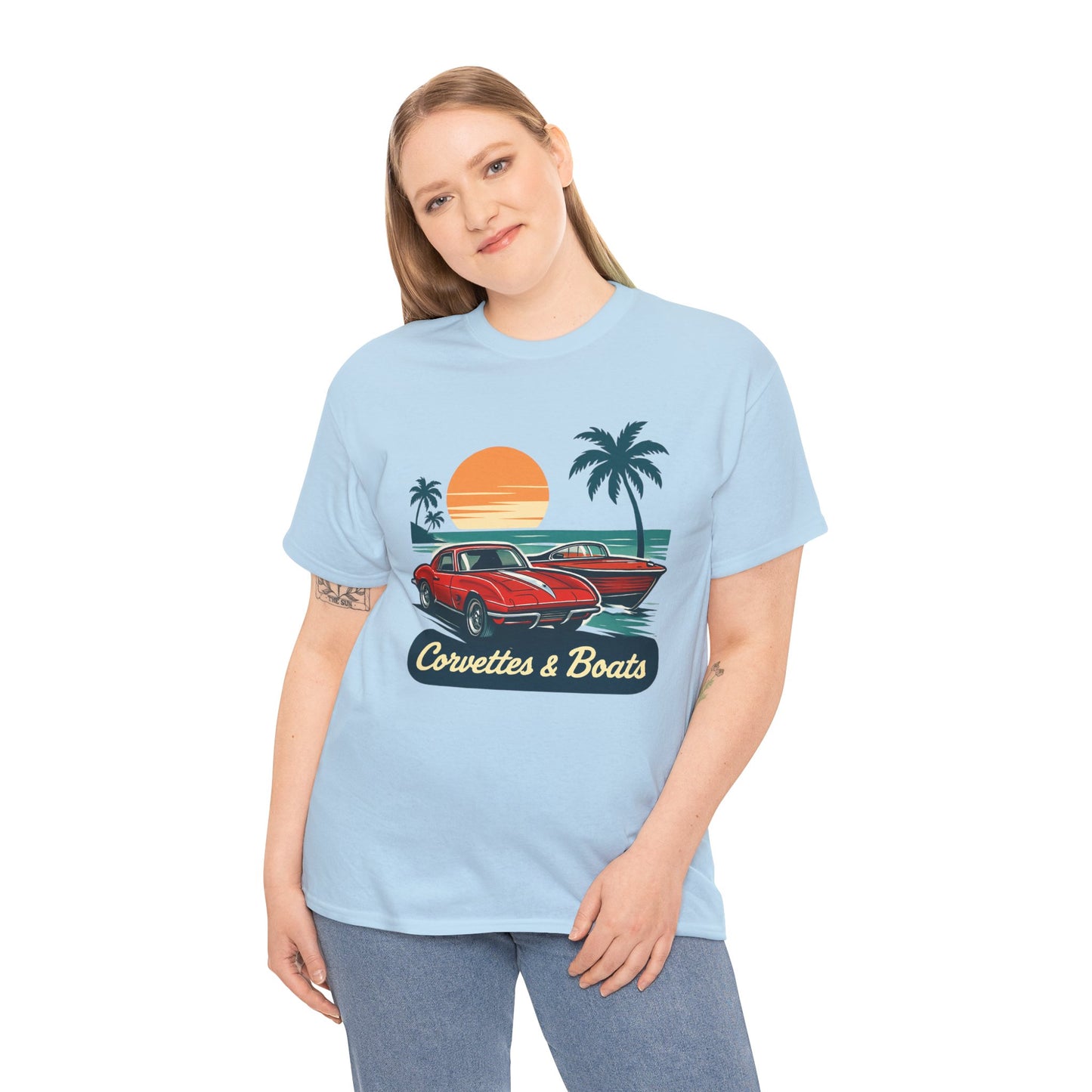 Corvettes & Boats Retro Sunset T‑Shirt