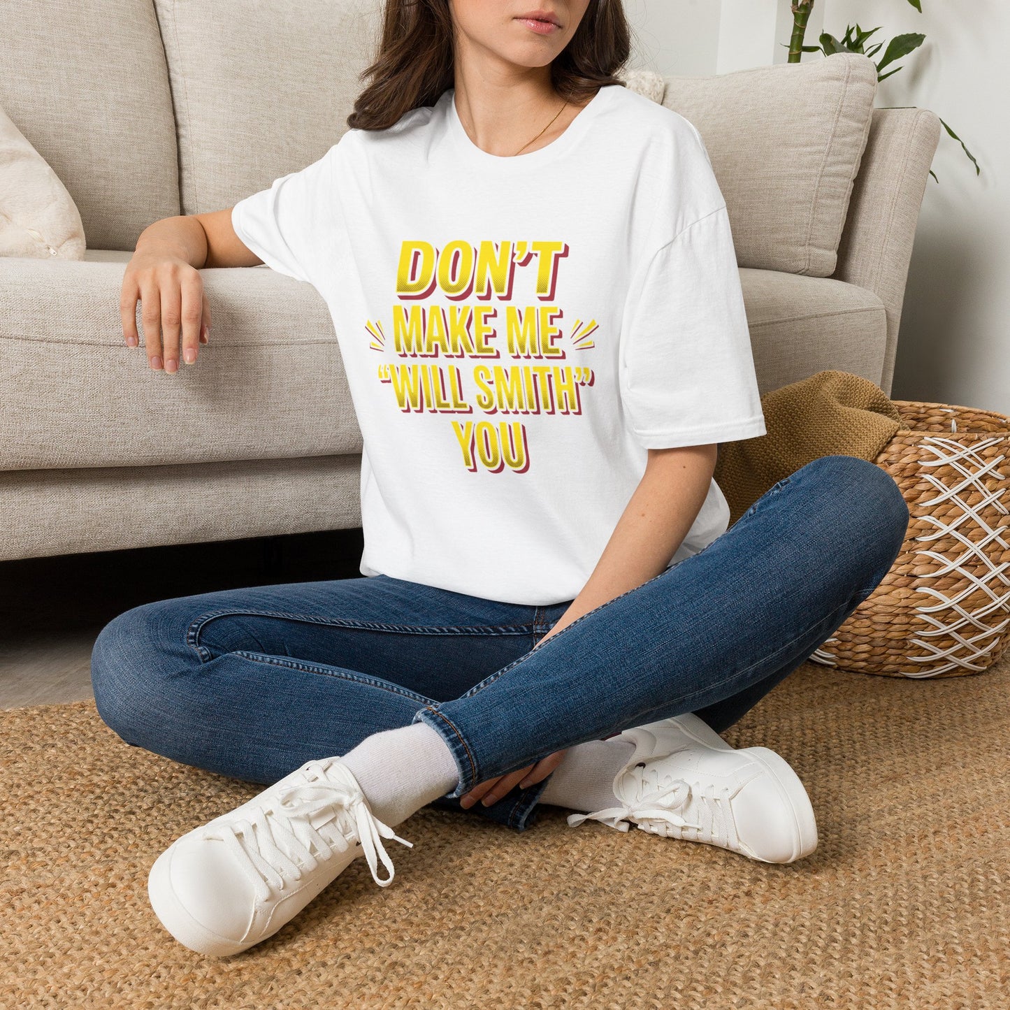 Don't Make Me "Will Smith" T-Shirt — Bold Yellow Graphic Tee