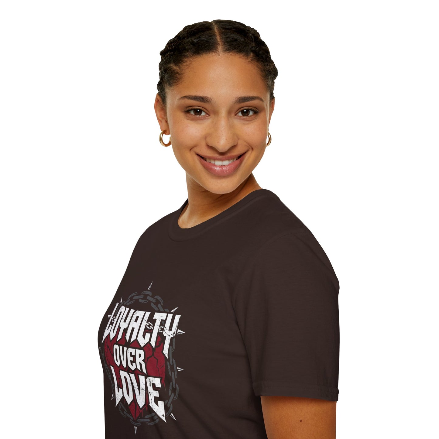 Loyalty Over Love T-Shirt — Edgy Heart & Chain Graphic Tee