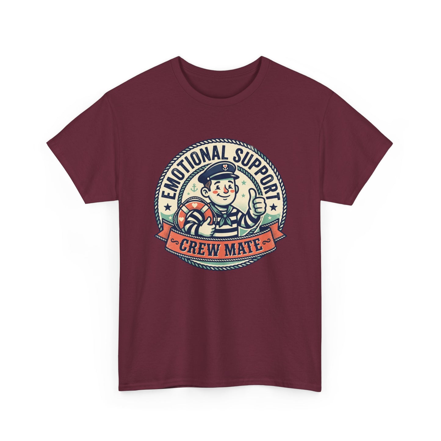 Emotional Support Crew Mate T‑Shirt — Retro Nautical Crewmate Tee Printify