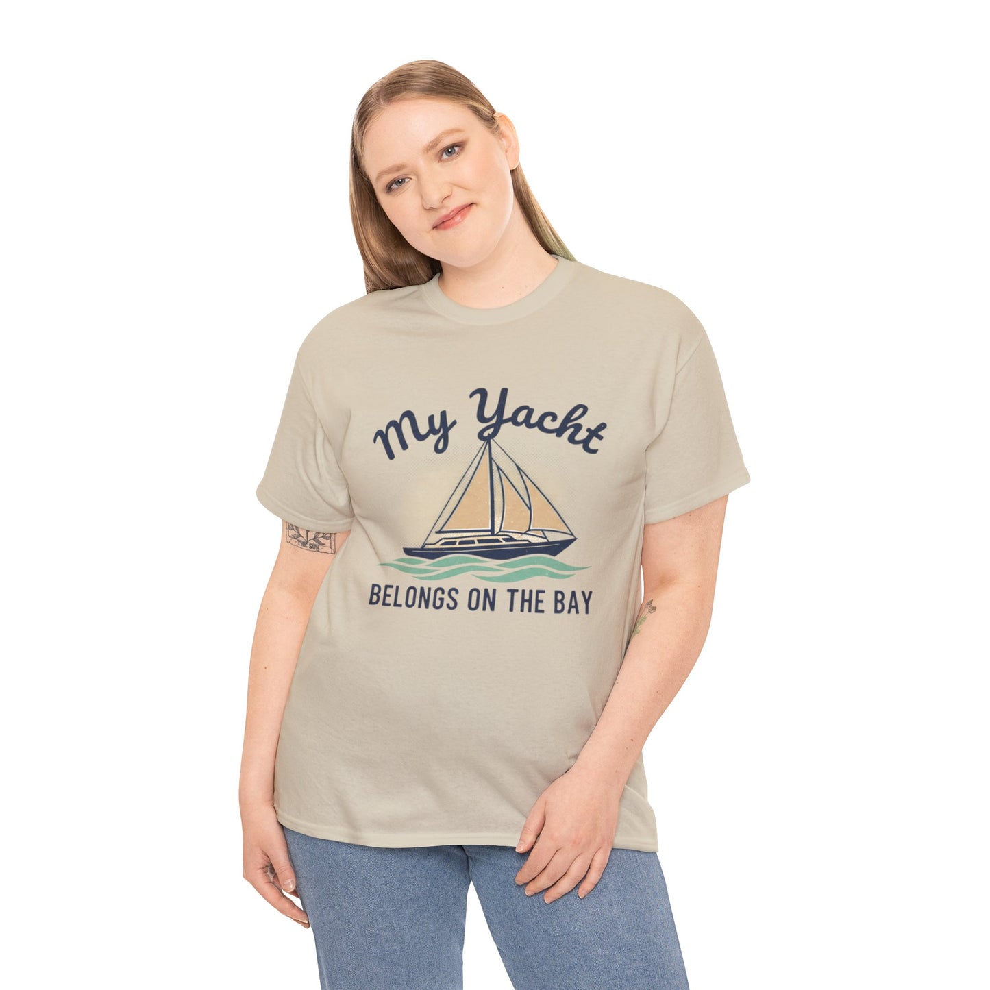 Sailboat Graphic Tee - "My Yacht Belongs on the Bay" Casual Nautical T-Shirt
