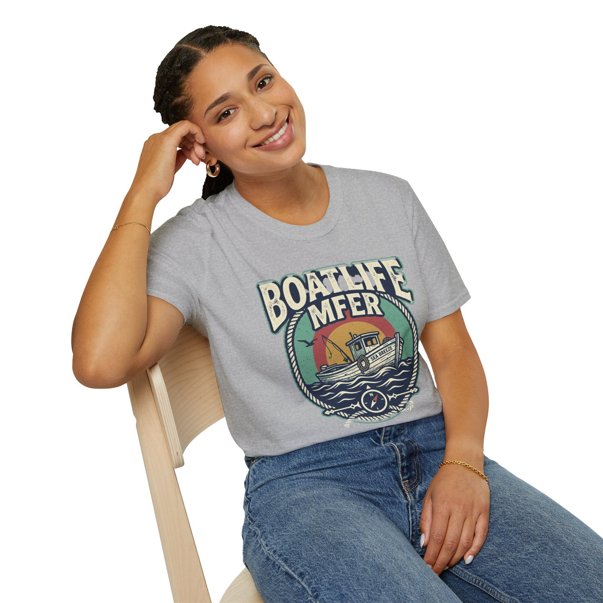 Boat Life T-Shirt – Vintage Fishing Boat Graphic 'Boat Life MFER' Tee