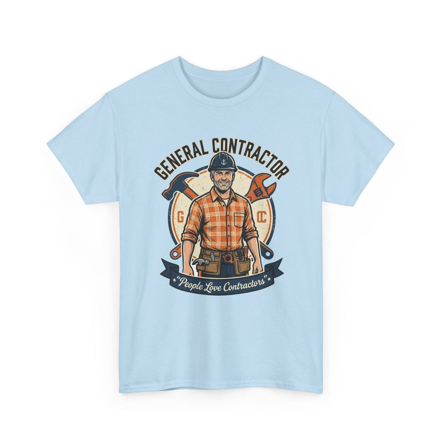 General Contractor T-Shirt — Vintage Construction Worker Logo Tee Printify