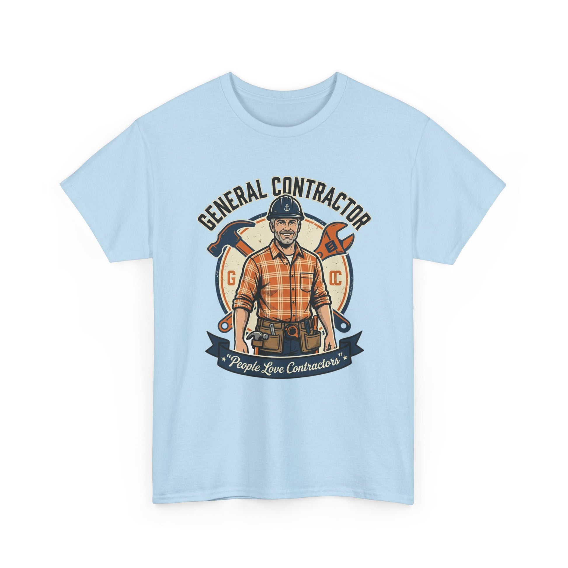 General Contractor T-Shirt — Vintage Construction Worker Logo Tee Printify