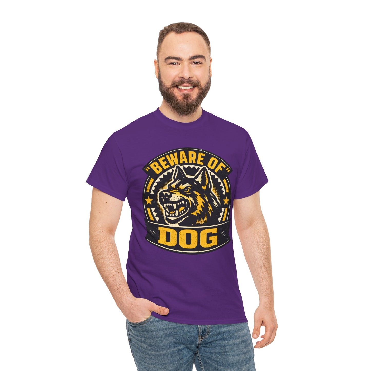 Beware of Dog T-Shirt — Retro Aggressive Dog Warning Graphic Tee Printify