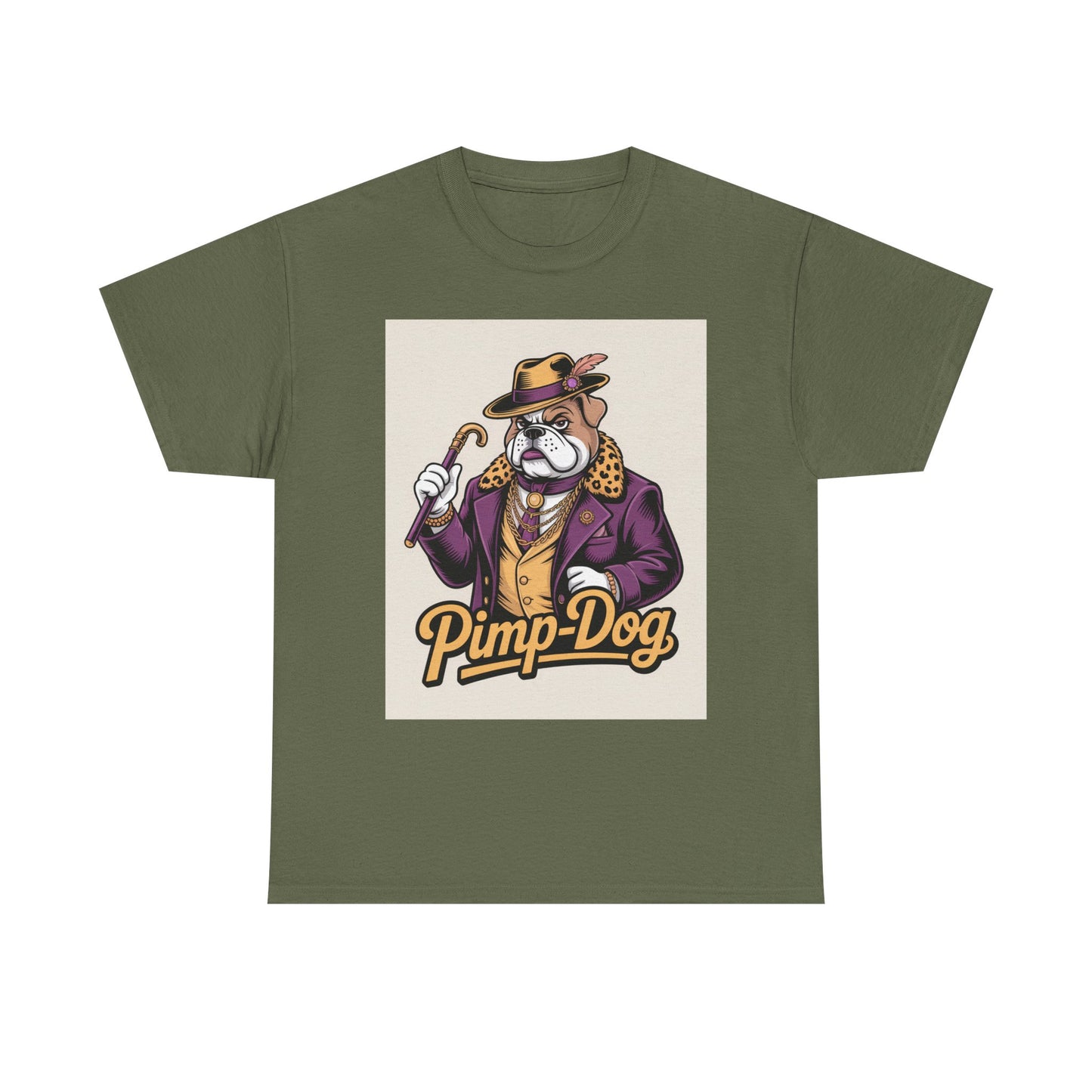 Pimp-Dog Graphic Tee — Retro Bulldog Character Shirt Printify