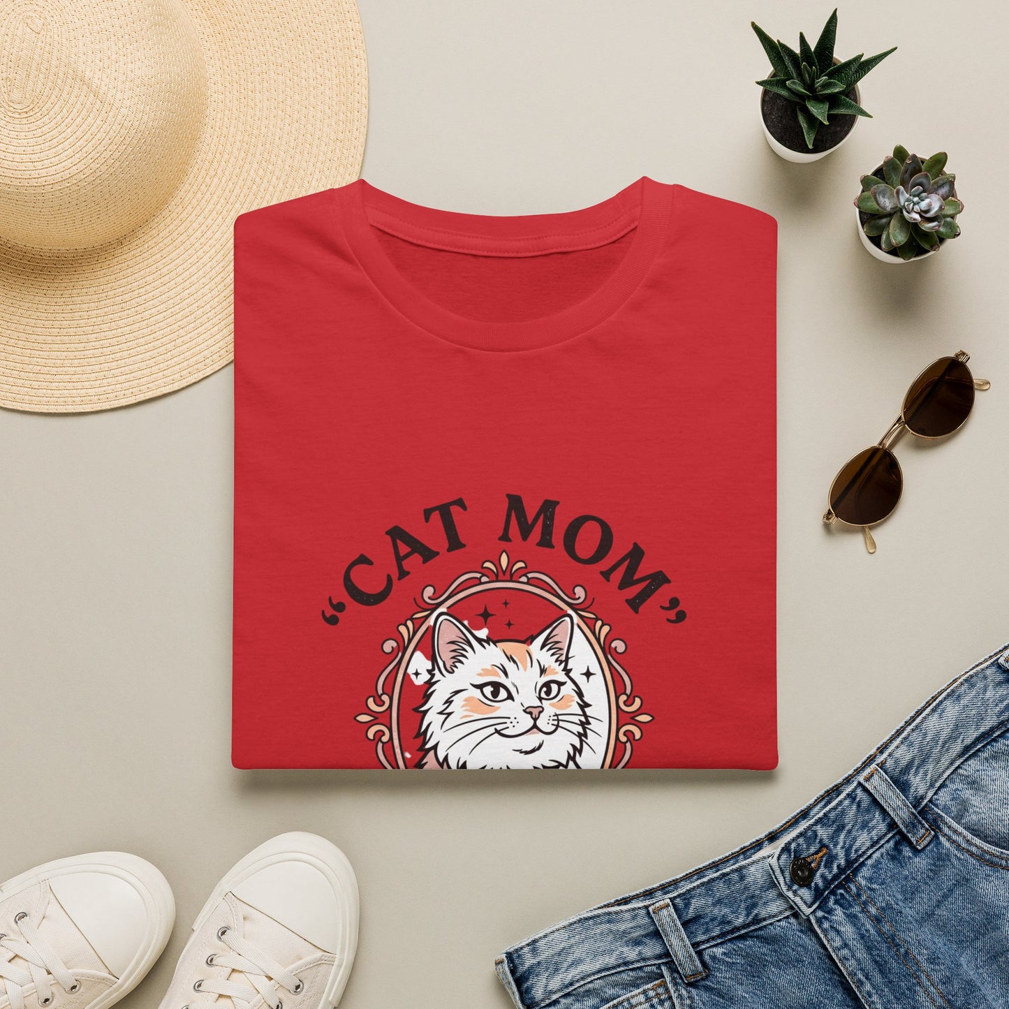 Cat Mom T-Shirt — Cute Vintage Cat Portrait Tee for Cat Lovers