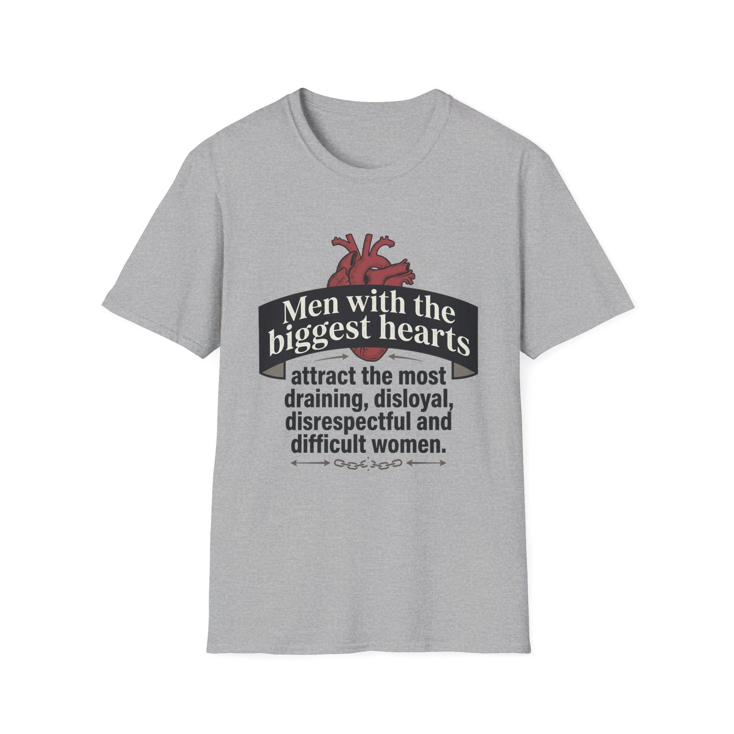 "Men with the Biggest Hearts" Funny Sarcastic Graphic Tee Printify