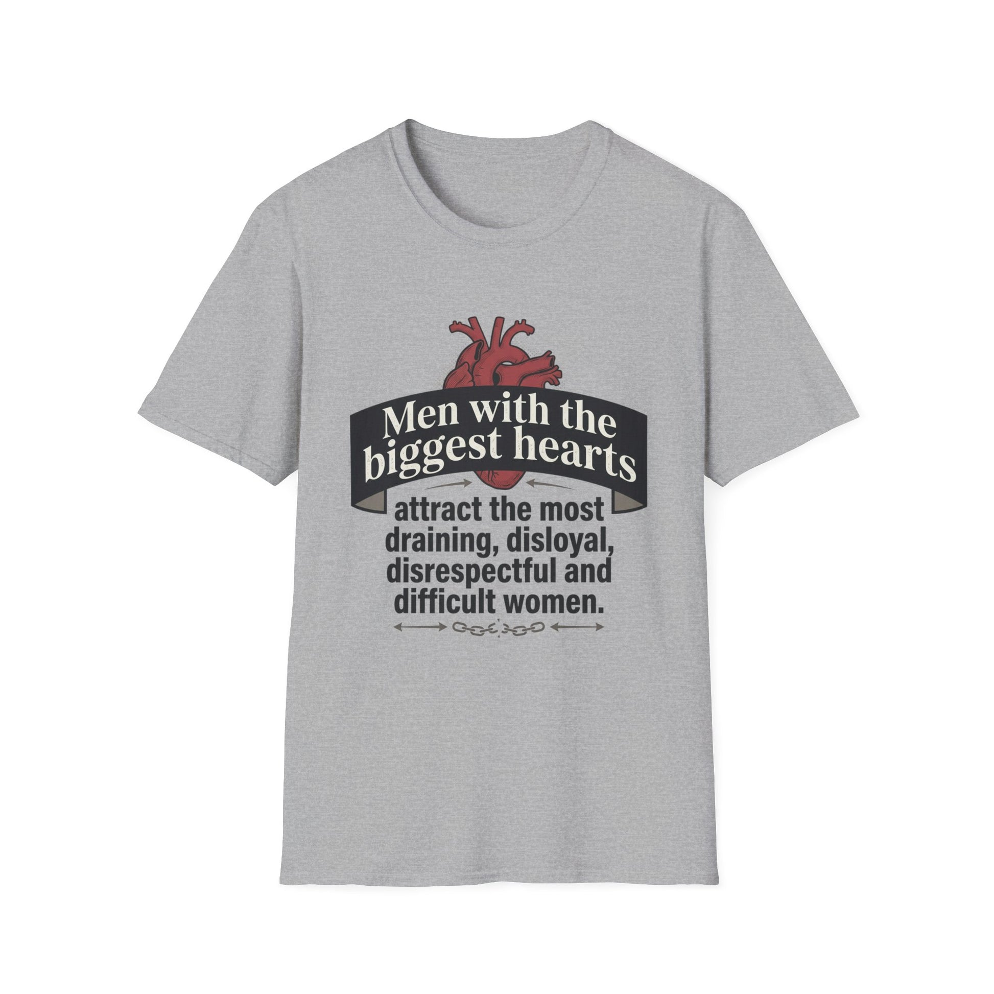 "Men with the Biggest Hearts" Funny Sarcastic Graphic Tee Printify