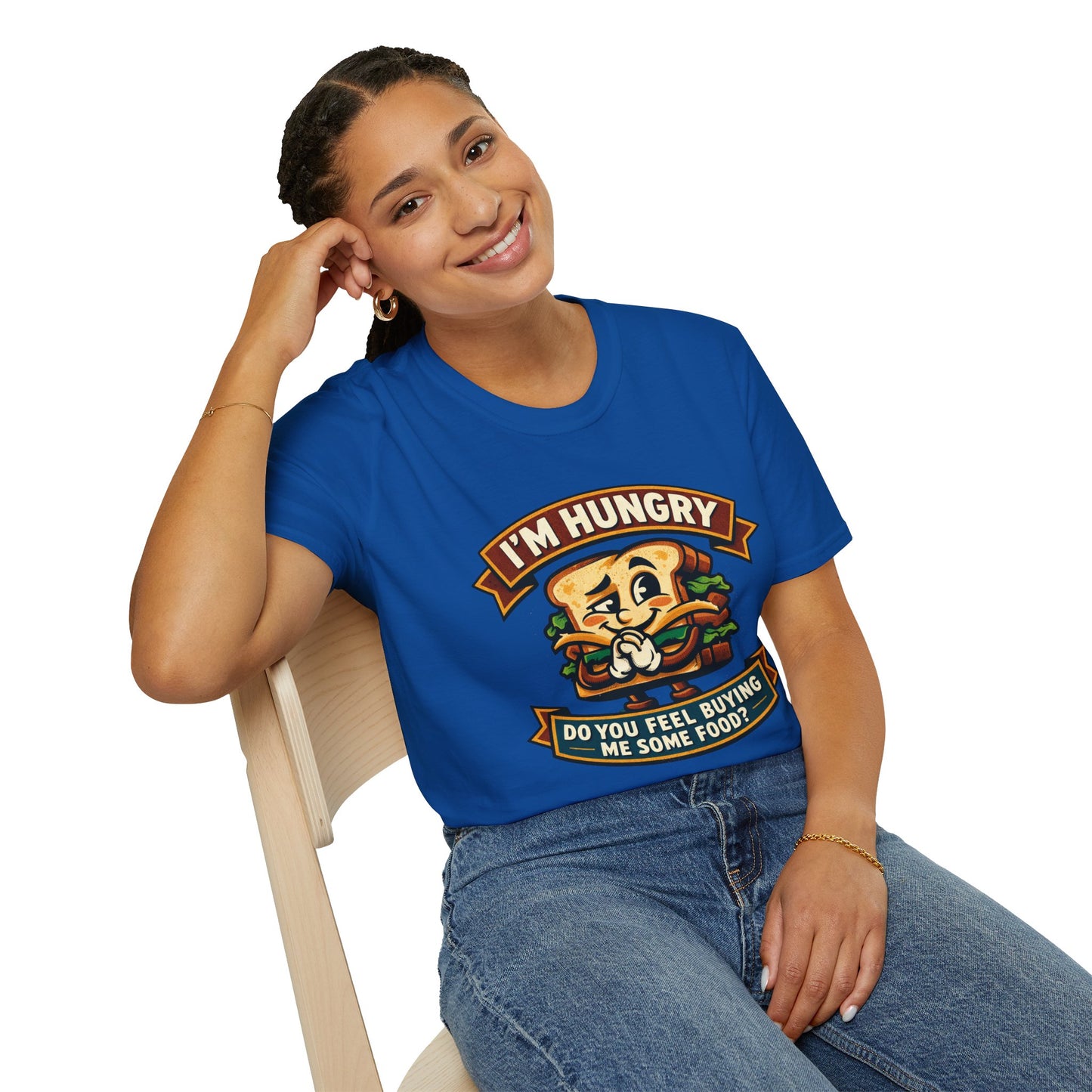 I'm Hungry Burger Graphic T-Shirt — "Do You Feel Buying Me Some Food?" Funny Foodie Tee