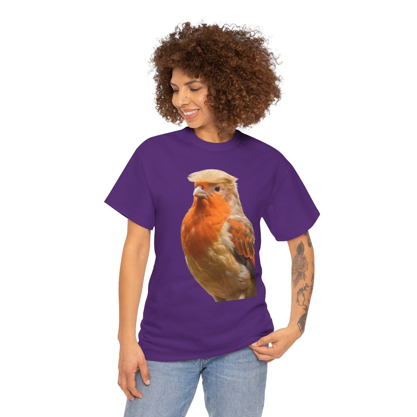 Robin Illustration T-Shirt — Cute Red-Breast Bird Graphic Tee