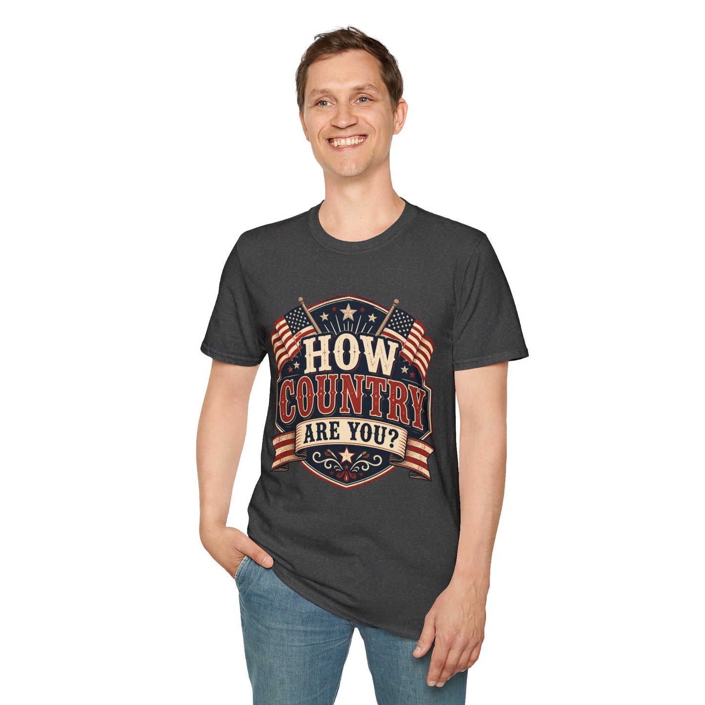 How Country Are You? T-Shirt — Vintage American Flag Country Graphic Tee